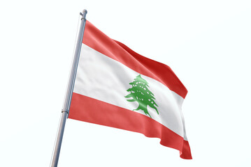Lebanon flag waving isolated on white background