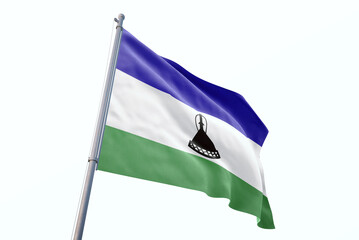 Lesotho flag waving isolated on white background