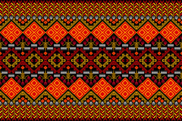 Tpixel patert design pixel flower ethnic tribal Mexico carpet fabric pattern Orange black yellow abstract design for Business textiles printed matter carpets pillows curtains blankets tiles shirt pant