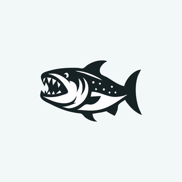 piranha fish wild animal logo vector illustration template design