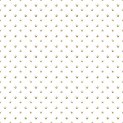Glamour seamless pattern with tiny crowns.Luxury festive geometric background. © Lora