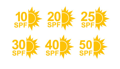 SPF 50 icon. Sun protection for skin. UVA UVB sunscreen protection. SPF icon for or skin cosmetics packaging. Vector
