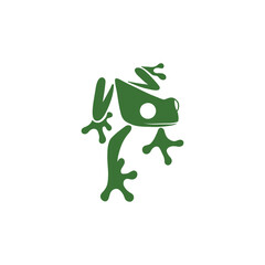 illustration of a green frog crawling