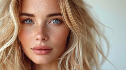 Fototapeta premium portrait of a blonde girl with blue eyes