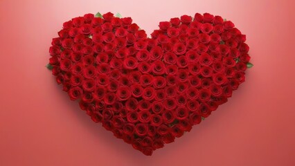 Stock photo red heart Made of Red Roses Isolated white background.  generative, AI.