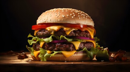 close up shot, hamburger food with natural light.