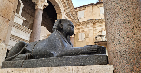 Sphinx monument near Diocletian's palace in Split - Croatia