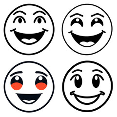 Set of smileys, vector cartoon illustration