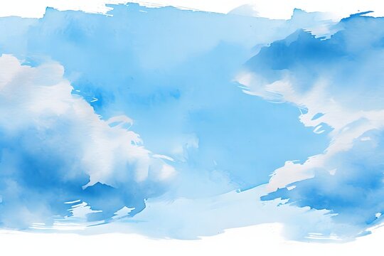  watercolor blue sky background. watercolor background with clouds