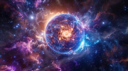 Obraz na płótnie Canvas Celestial Bloom: A Planet Flourishing in Cosmic Radiance