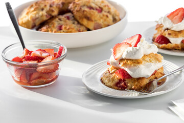 Light and sweet strawberry shortcakes, ready for eating.