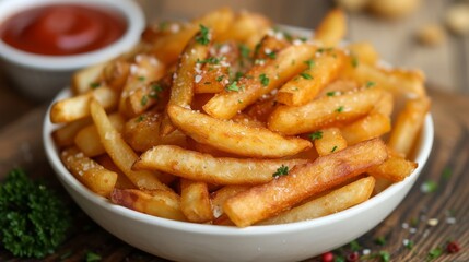 french fries, chips, fries well decorated product photo