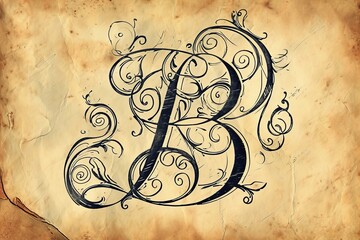 A whimsical ink illustration of a letter b playfully doodled on a crisp white paper, evoking a sense of creativity and artistic expression