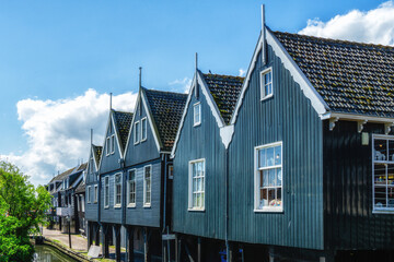 Marken, a fishing village with traditional wooden houses, located in the North of Amsterdam, North...