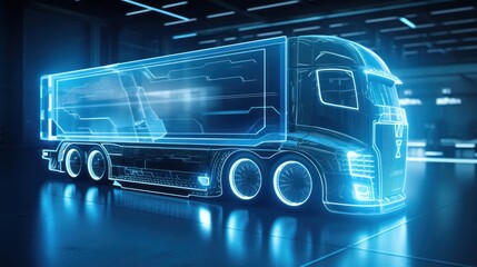 Futuristic truck model uses digital holographic app