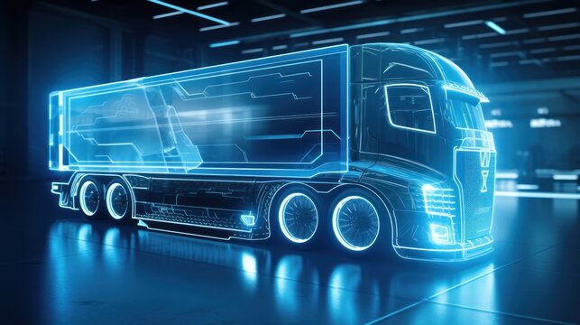 Futuristic truck model uses digital holographic app