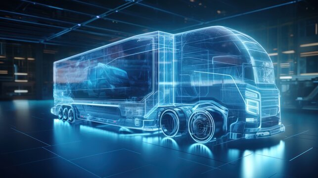 Futuristic truck model uses digital holographic app