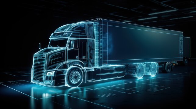 Futuristic truck model uses digital holographic app