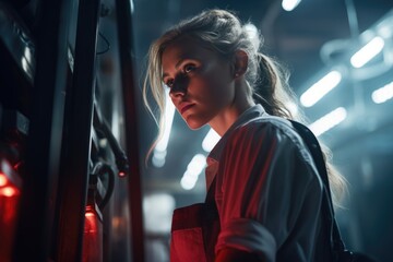 Female manufacturing supervisor overseeing production in cosmetics factory.