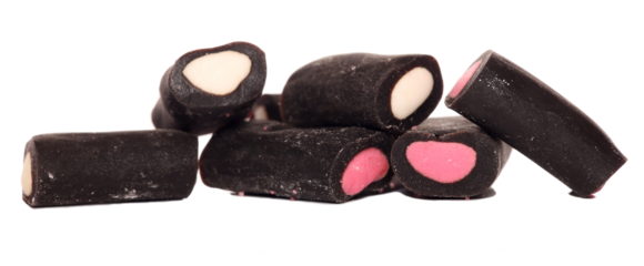 Pile of Liquorice cream rock pick and mix sweets