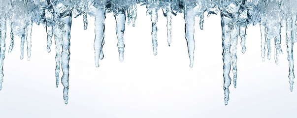 icicles on a blue background - obrazy, fototapety, plakaty