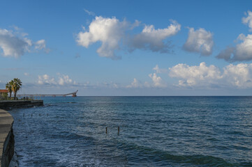 sea ​​view of mountains and stones from the embankment on the island of Cyprus in winter 16