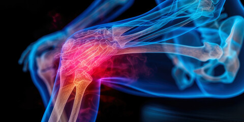 X-ray shot of a thigh tendon injury - obrazy, fototapety, plakaty
