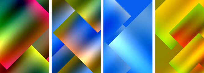Colorful metal square abstract poster backgrounds