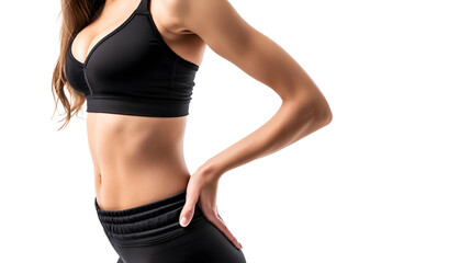 Fototapeta premium Woman wearing exercise clothes. Copy space.