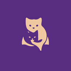 cat on a pink background, cat isolated on a white background, cat illustration, cat logo, cat icon, vector illustration, animal logo and icon