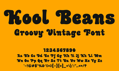 Kool Beans Retro Groove: A 1960s-70s Psychedelic Typeface with Solid and Outline Styles