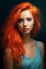 Fototapeta premium woman dyed hair style, woman face, photo realism