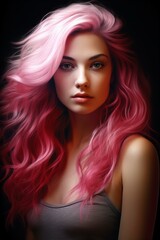 woman dyed hair style, woman face, photo realism