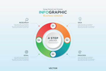 infographic business concept. circular flow diagram 4 Steps Design Element and Template on Background White Color Mode. On Vector