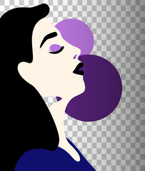Profile of beautiful young woman without background in minimalistic style vector simple