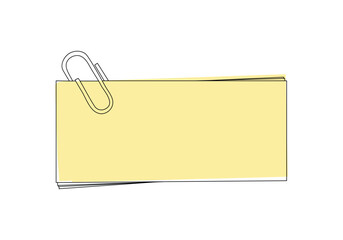 Paper clip in Continuous one single line drawing. Stationery item vector illustration
