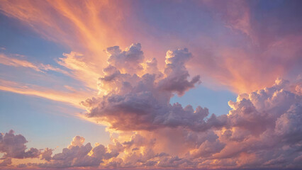 Soft, rainbow-colored clouds in a matte painting, capturing the essence of spring against an...