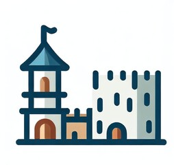 Castle and guard building icon, isolated on white background.