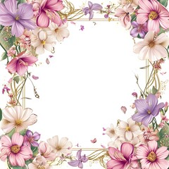 Vintage Watercolor Greeting Card with Blooming Flowers and Birds. with Place for Your Text. Roses, Wildflowers