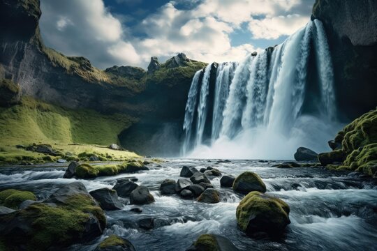 Captivating image of a breathtaking waterfall amidst untamed wilderness