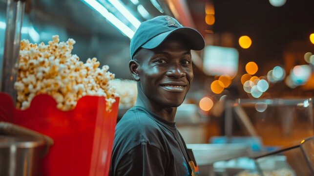 Smiling Popcorn Vendor