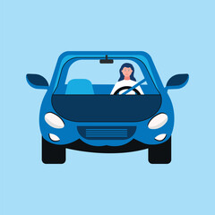 Obraz premium Taking a driving test at a driving school. Vector illustration