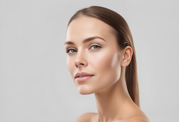Obraz premium Flawless and Radiant: Side View Portrait of a Woman with Beautiful Melanin Skin, Isolated on a White Background
