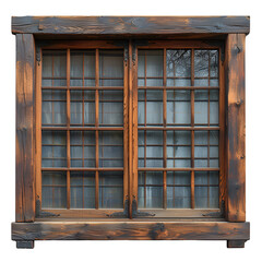 Japanese style window isolated on transparent background ,generative ai