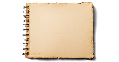 Vintage Spiral Notebook on Transparent Background
