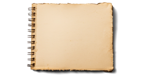 Vintage Spiral Notebook on Transparent Background