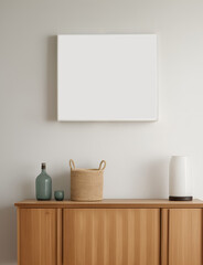 Horisontal canvas mockup in home interior background