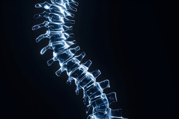 Human spine x-ray view on black background