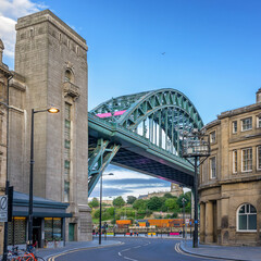 The Tyne bridge in Newcastle viewed from the city centre - obrazy, fototapety, plakaty