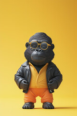 Obraz na płótnie Canvas 3D mini toy gorilla with clothes